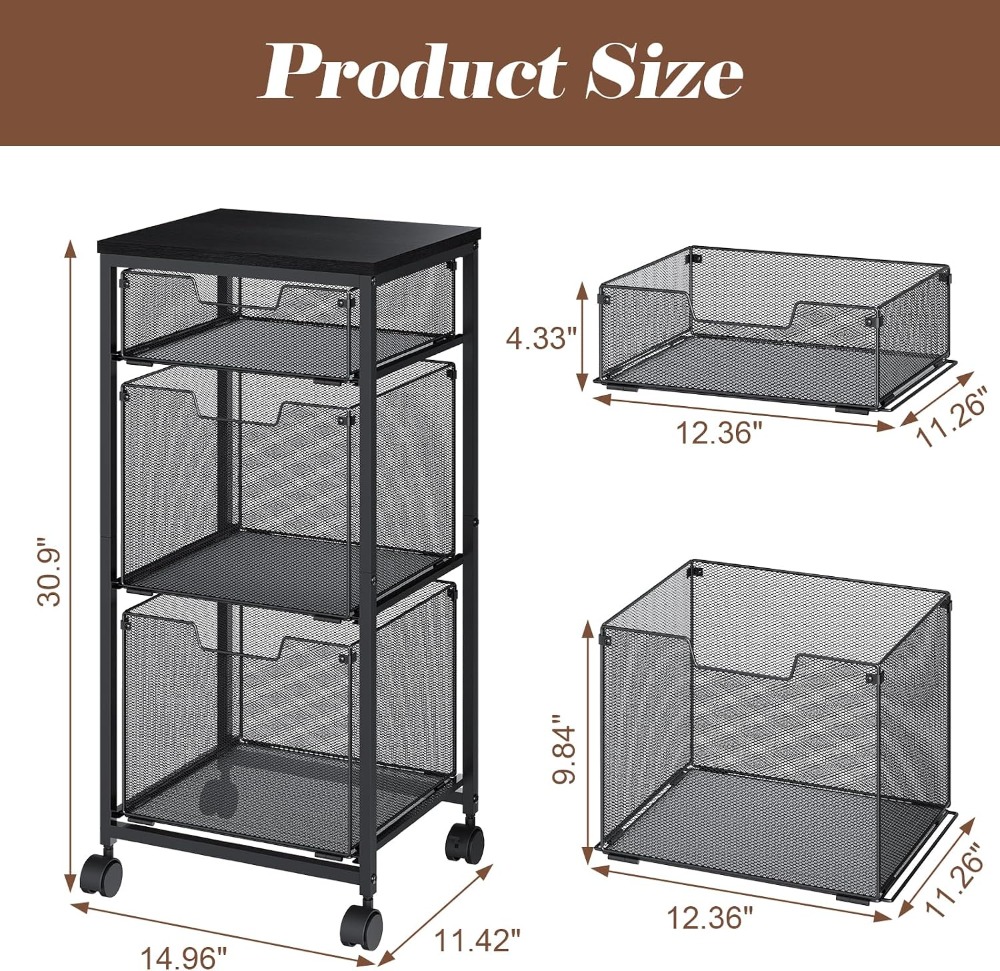 3 Drawer Mobile File Cabinet f - File Folder Hanging recension och pris