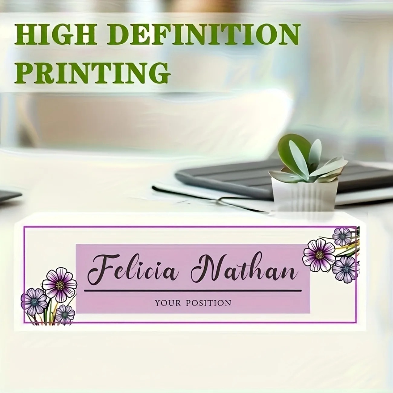 Pink‑Purple Floral Acrylic Des - Desk Name Plate recension och pris