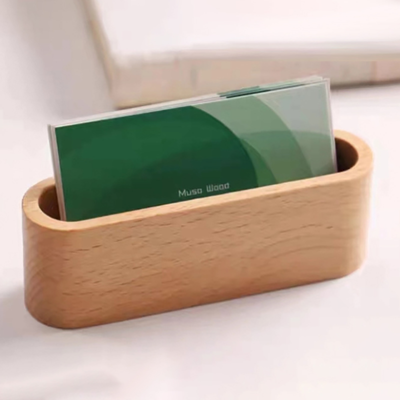Business Card Holder Wooden Or - Desk Name Plate recension och pris