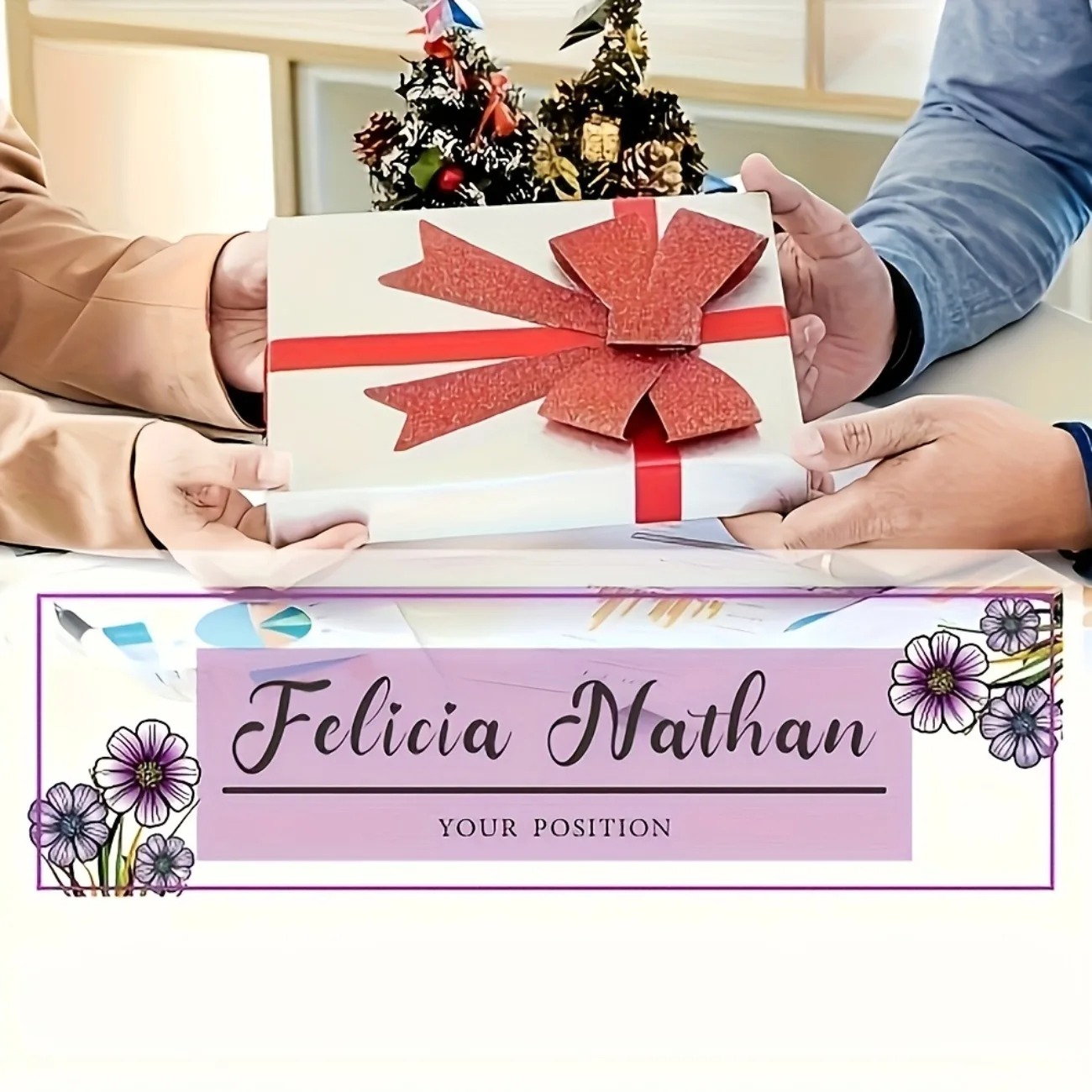 Elegant Pink‑Purple Floral Acr - Desk Name Plate recension och pris