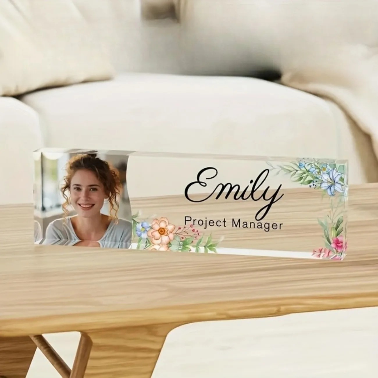 1PC Personalized Floral Acryli - Desk Name Plate recension och pris