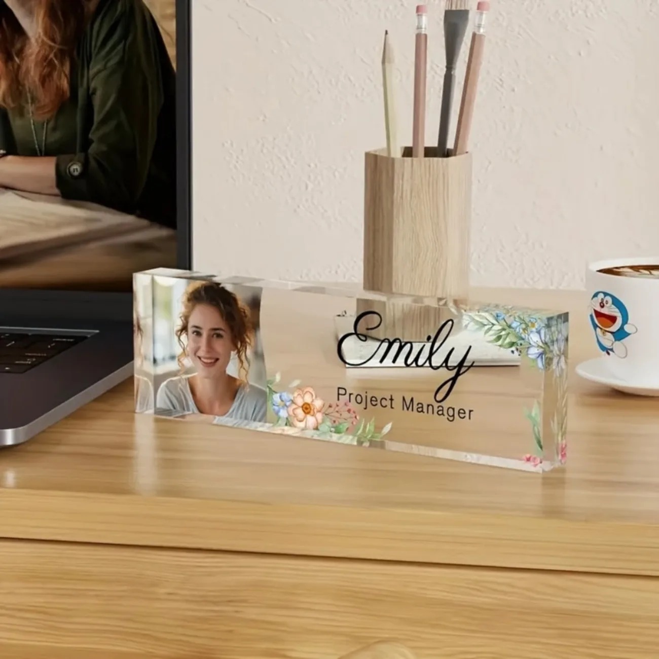1PC Personalized Floral Acryli - Desk Name Plate recension och pris