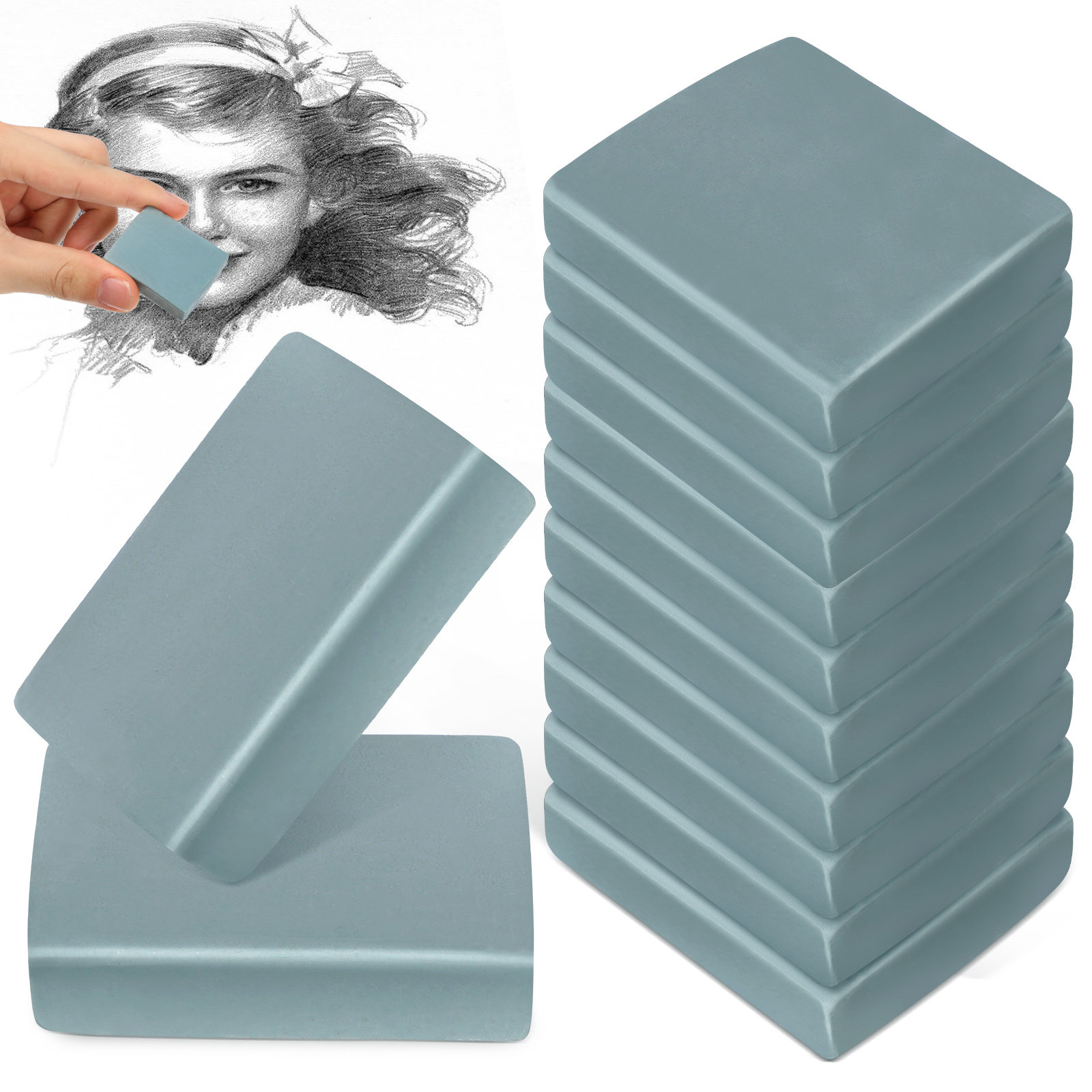 12Pcs Art Erasers for Drawing  - Rubber Eraser Kneaded recension och pris