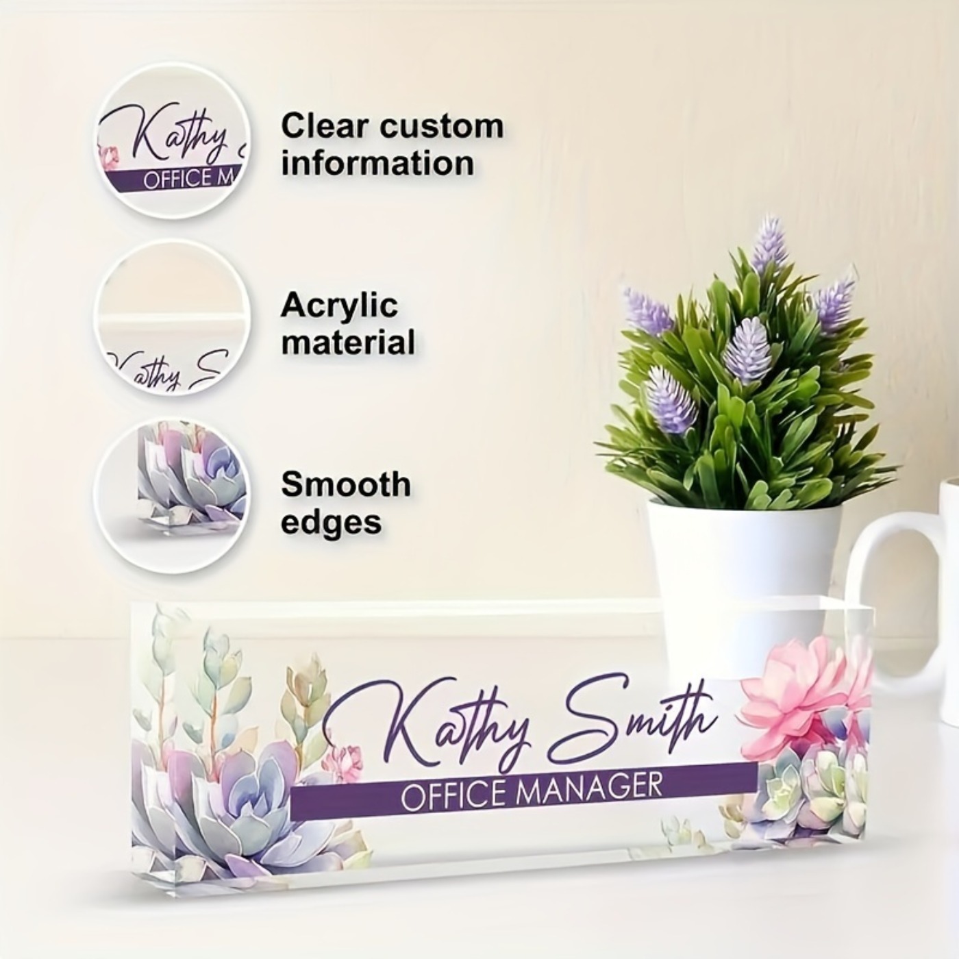 Custom 2D Acrylic Desk Name Pl - Desk Name Plate recension och pris